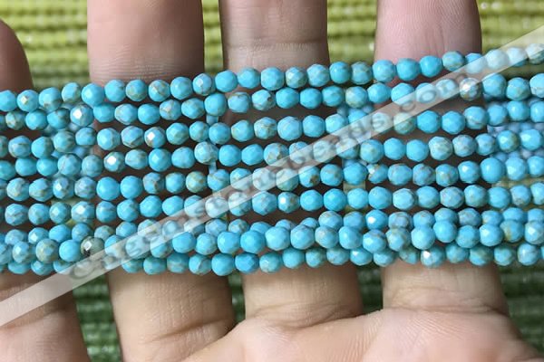 CTG1172 15.5 inches 3mm faceted round tiny turquoise beads