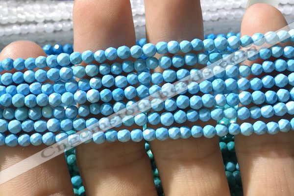 CTG1174 15.5 inches 3mm faceted round tiny turquoise beads