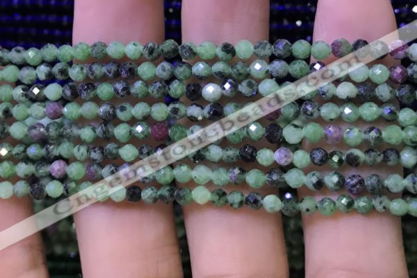 CTG1180 15.5 inches 3mm faceted round tiny ruby zoisite beads