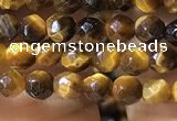 CTG1184 15.5 inches 3mm faceted round tiny yellow tiger eye beads