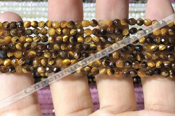 CTG1184 15.5 inches 3mm faceted round tiny yellow tiger eye beads