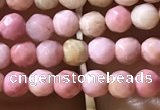 CTG1188 15.5 inches 3mm faceted round pink wooden fossil jasper beads