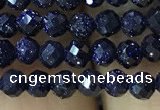 CTG1191 15.5 inches 3mm faceted round blue goldstone beads