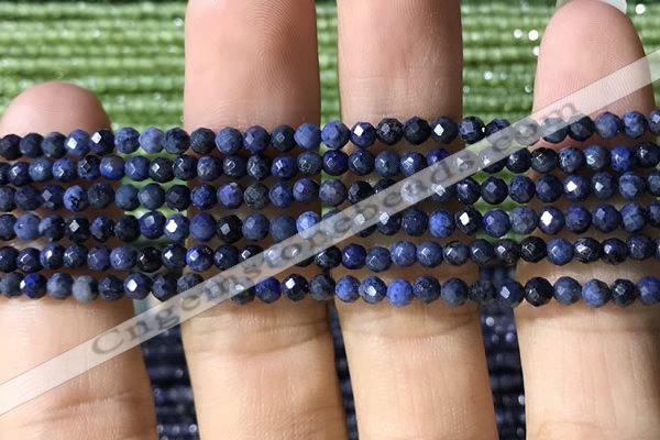 CTG1193 15.5 inches 3mm faceted round tiny blue dumortierite beads