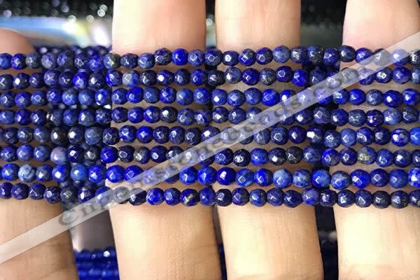 CTG1194 15.5 inches 3mm faceted round tiny dyed lapis lazuli beads