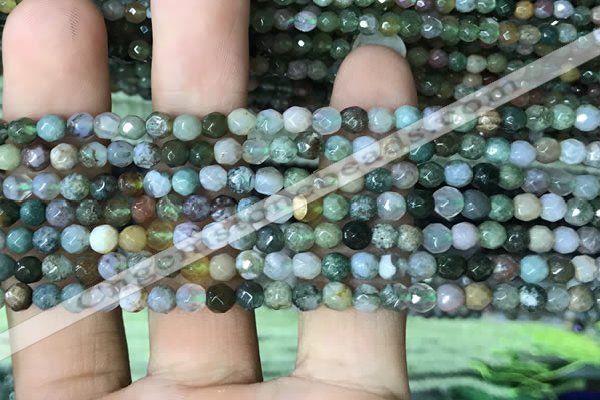 CTG1210 15.5 inches 4mm faceted round tiny Indian agate beads