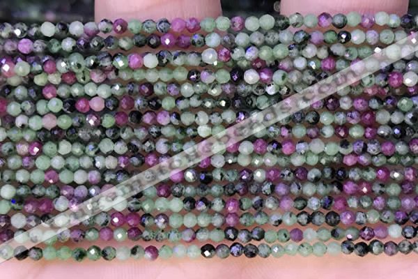 CTG1314 15.5 inches 2mm faceted round ruby zoisite beads