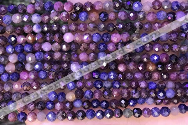 CTG1338 15.5 inches 4mm faceted round ruby & sapphire beads