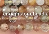 CTG1356 15.5 inches 4mm faceted round mixed quartz beads