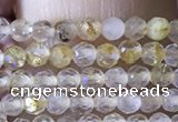 CTG1360 15.5 inches 2mm faceted round golden rutilated quartz beads