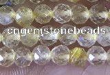 CTG1361 15.5 inches 3mm faceted round golden rutilated quartz beads