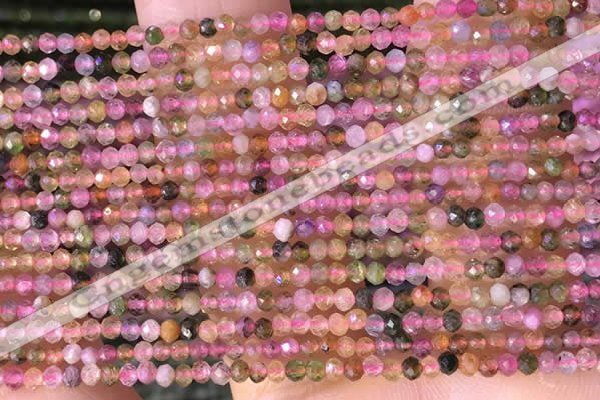 CTG1384 15.5 inches 2mm faceted round tiny tourmaline beads