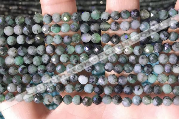 CTG1389 15.5 inches 4mm faceted round tiny emerald beads