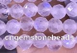 CTG1394 15.5 inches 4mm faceted round tiny white moonstone beads