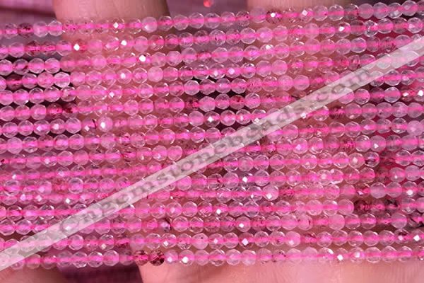 CTG1406 15.5 inches 2mm faceted round strawberry quartz beads