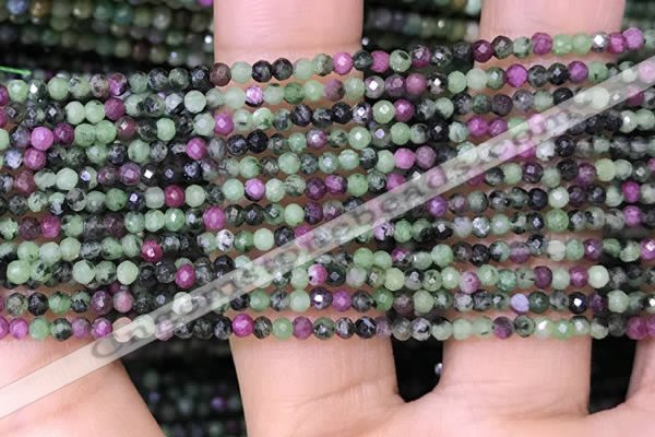 CTG1427 15.5 inches 2mm faceted round ruby zoisite beads