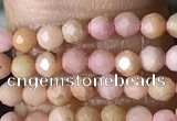 CTG1432 15.5 inches 2mm faceted round pink wooden fossil jasper beads