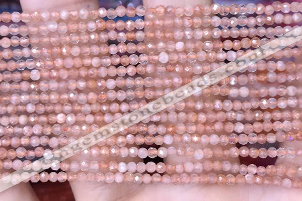 CTG1455 15.5 inches 2mm faceted round sunstone beads wholesale