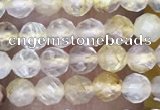 CTG1489 15.5 inches 3mm faceted round golden rutilated quartz beads