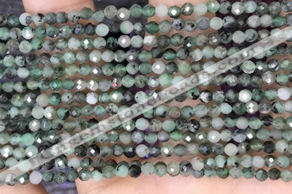 CTG1500 15.5 inches 3mm faceted round emerald gemstone beads