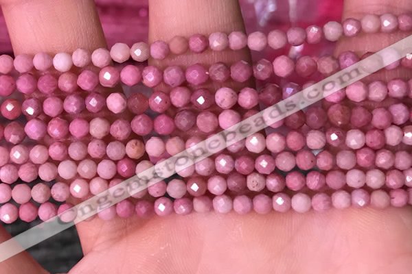 CTG1514 15.5 inches 3mm faceted round pink wooden jasper beads