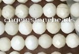 CTG1516 15.5 inches 3mm faceted round white fossil jasper beads