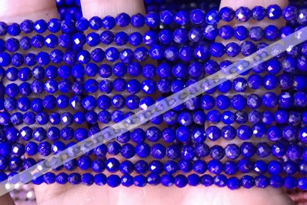 CTG1520 15.5 inches 3mm faceted round lapis lazuli beads