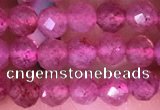 CTG1542 15.5 inches 4mm faceted round strawberry quartz beads