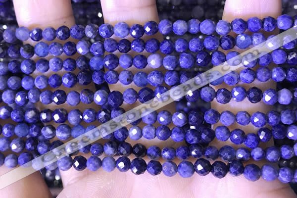CTG1556 15.5 inches 4mm faceted round sapphire gemstone beads