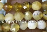 CTG1558 15.5 inches 4mm faceted round yellow opal beads