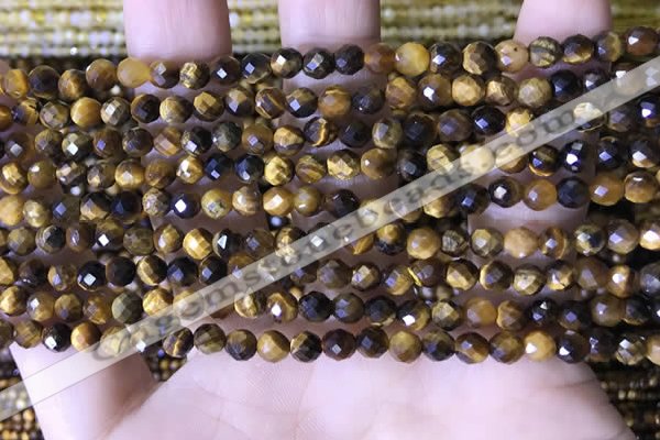 CTG1559 15.5 inches 4mm faceted round yellow tiger eye beads