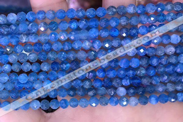 CTG1615 15.5 inches 4mm faceted round tiny apatite beads