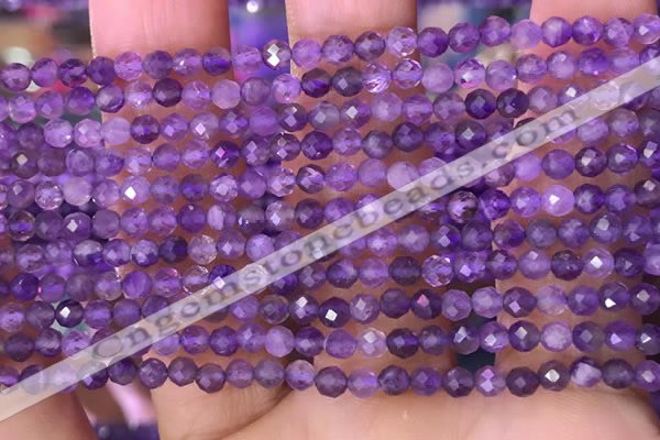 CTG1623 15.5 inches 3mm faceted round tiny amethyst beads