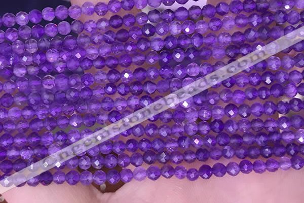 CTG1624 15.5 inches 3mm faceted round tiny amethyst beads