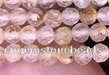 CTG1630 15.5 inches 3mm faceted round tiny golden rutilated quartz beads