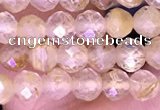 CTG1631 15.5 inches 4mm faceted round tiny golden rutilated quartz beads