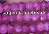 CTG1642 15.5 inches 3*4mm faceted rondelle tiny pink tourmaline beads