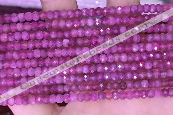 CTG1642 15.5 inches 3*4mm faceted rondelle tiny pink tourmaline beads