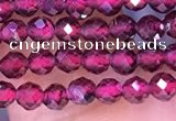 CTG1652 15.5 inches 3mm faceted round tiny red garnet beads