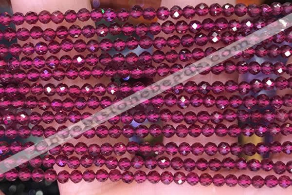 CTG1655 15.5 inches 3.5mm faceted round tiny red garnet beads