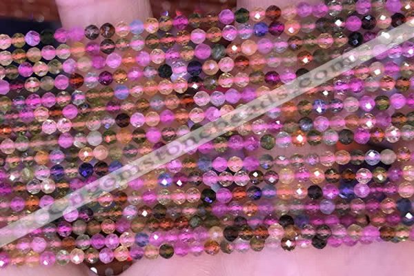 CTG1658 15.5 inches 2.5mm faceted round tiny tourmaline beads