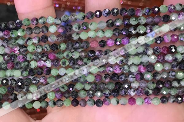 CTG1673 15.5 inches 3mm faceted round tiny ruby zoisite beads