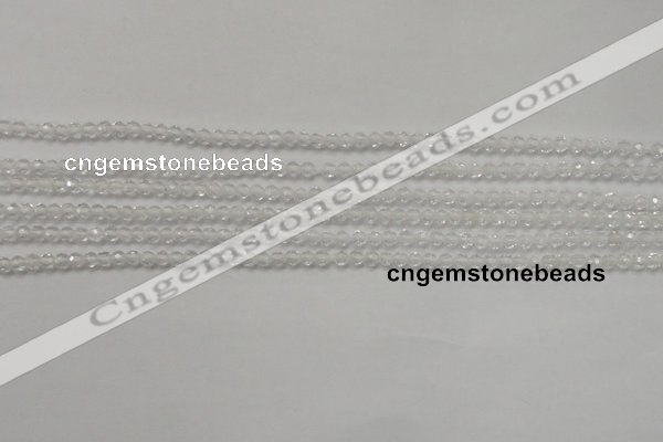 CTG202 15.5 inches 3mm faceted round tiny white crystal beads