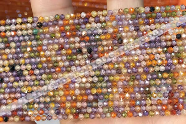 CTG2106 15 inches 2mm faceted round tiny quartz glass beads