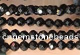 CTG2126 15 inches 2mm,3mm & 4mm faceted round black agate gemstone beads