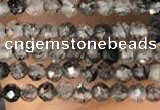 CTG2132 15 inches 2mm,3mm faceted round black rutilated quartz beads