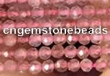 CTG2141 15 inches 2mm,3mm & 4mm faceted round strawberry quartz beads