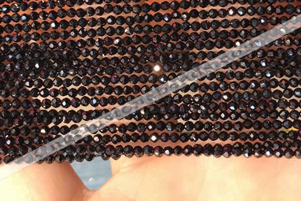 CTG2144 15 inches 2mm,3mm faceted round black spinel beads