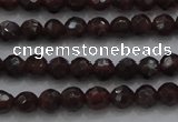 CTG222 15.5 inches 3mm faceted round tiny red garnet beads