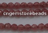 CTG223 15.5 inches 3mm faceted round tiny strawberry quartz beads